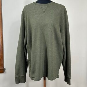 Eddie Bauer Women's Olive Green Thermal Crewneck Pullover Sweater Size L Tall